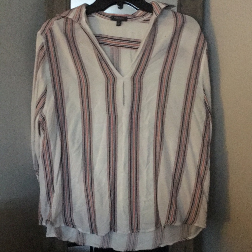 White with multi colored strips blouse!!